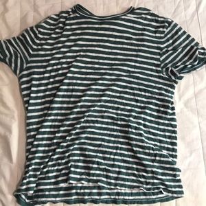Tommy Hilfiger Green and White Stripe Shirt Large